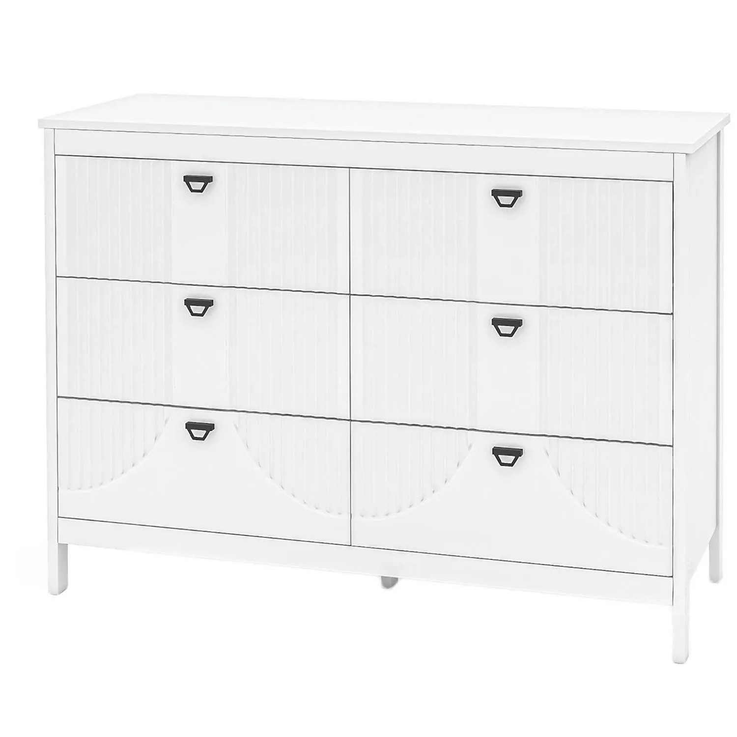 Costway Kommode 6 Schubladen Holz Weiß Metallgriffe günstig online kaufen
