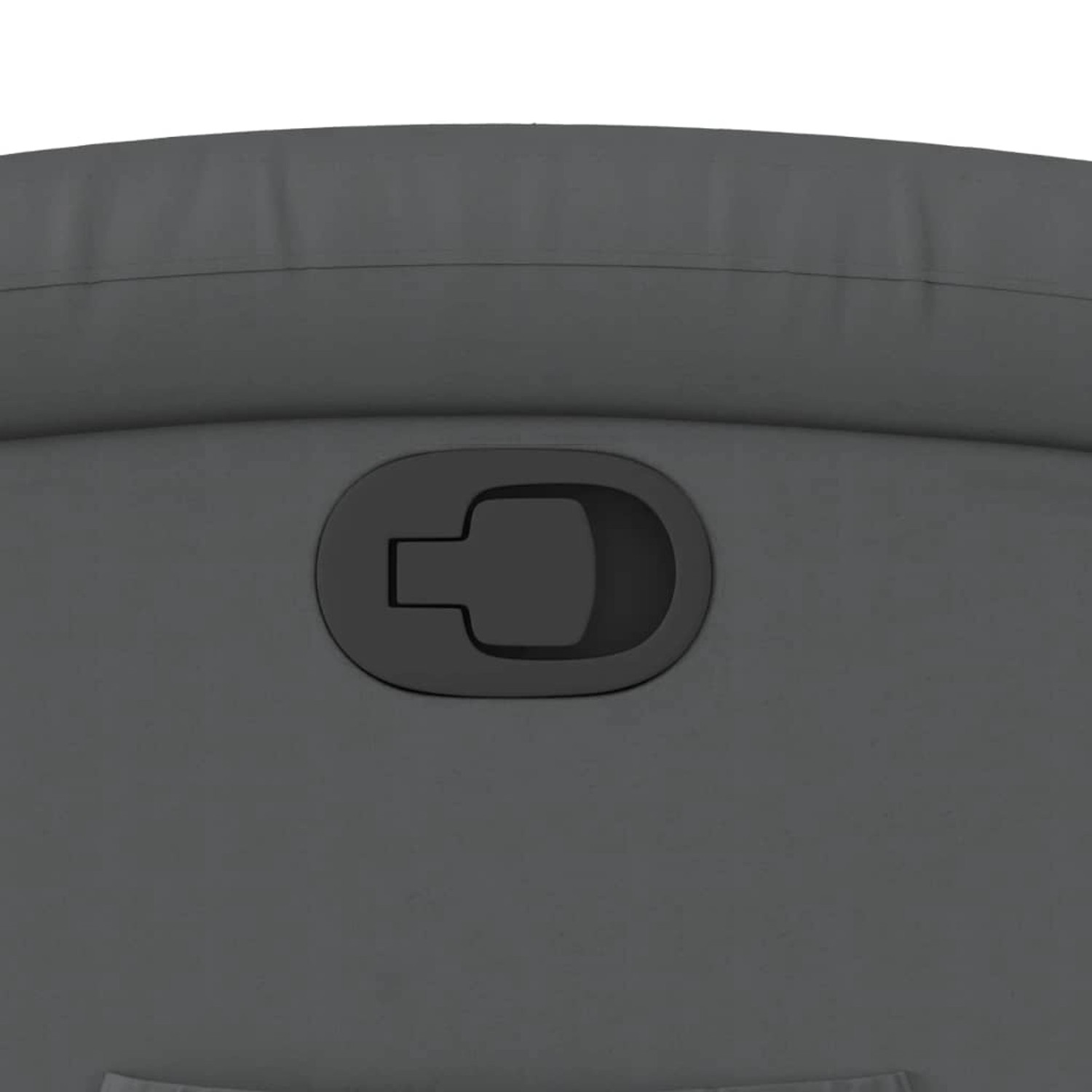 Detailaufnahme: Grauer Relaxsessel mit Hebel zur Verstellung der Liegeposition.