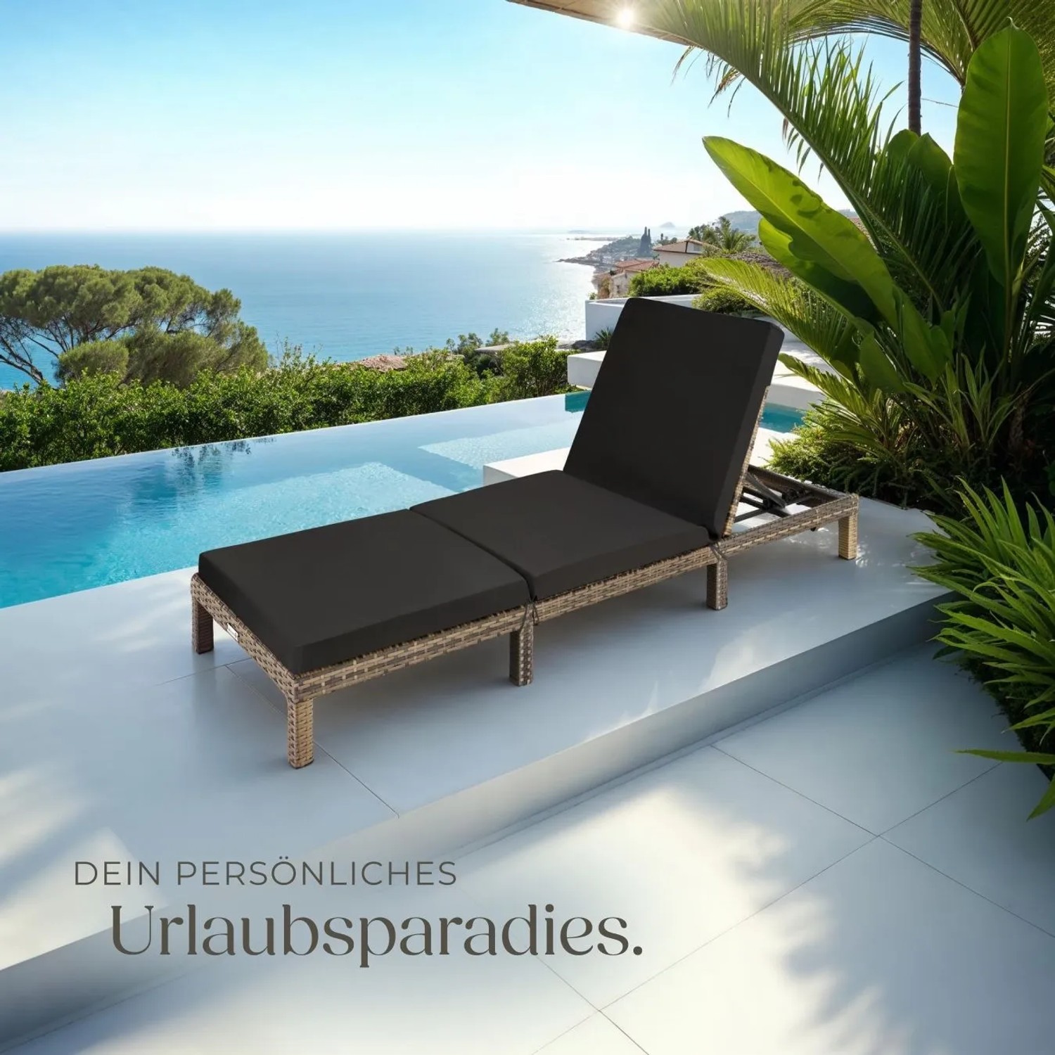 Tectake Rattan Sonnenliege Sofia Widerstandsfähig Uv Beständig 196 x 66 x 27 cm Natur_8