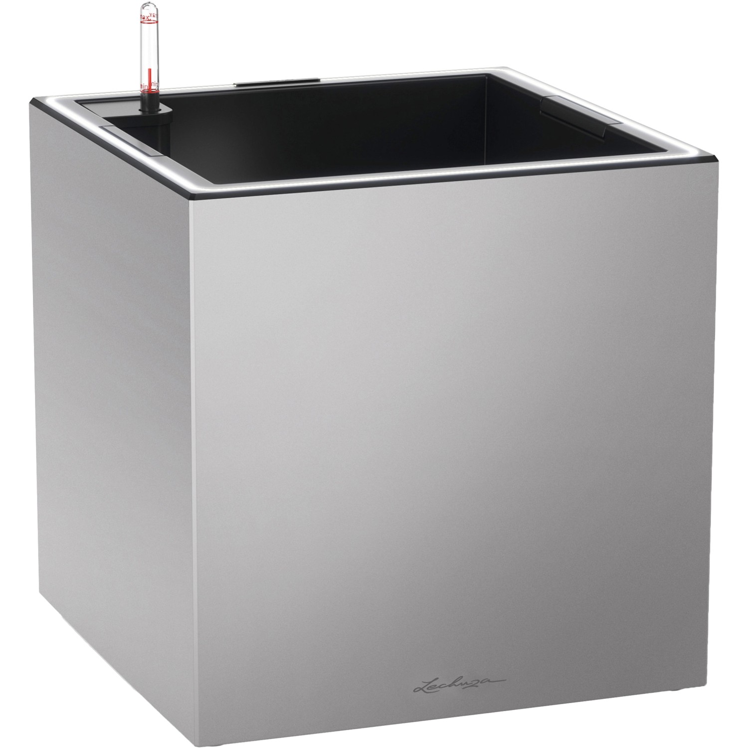 Lechuza Pflanzgefäß Canto Premium low LED 40 Silber Metal. 40x40cm mit Lichtband