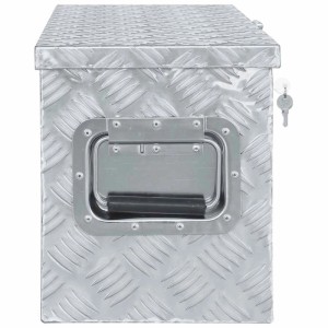 DELUKE Aluminiumbox Mit Deckel Abschließbar Alubox Deichselbox Alu Anhängerbox Werkzeugkiste Transportbox Metallkiste 61,5x26,5x30cm Silber