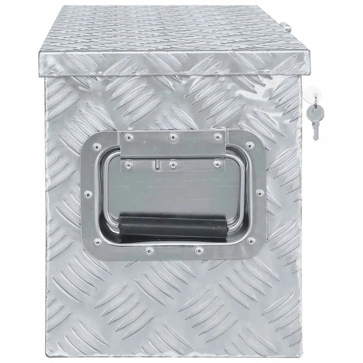 DELUKE Aluminiumbox Mit Deckel Abschließbar Alubox Deichselbox Alu Anhängerbox Werkzeugkiste Transportbox Metallkiste 61,5x26,5x30cm Silber_3