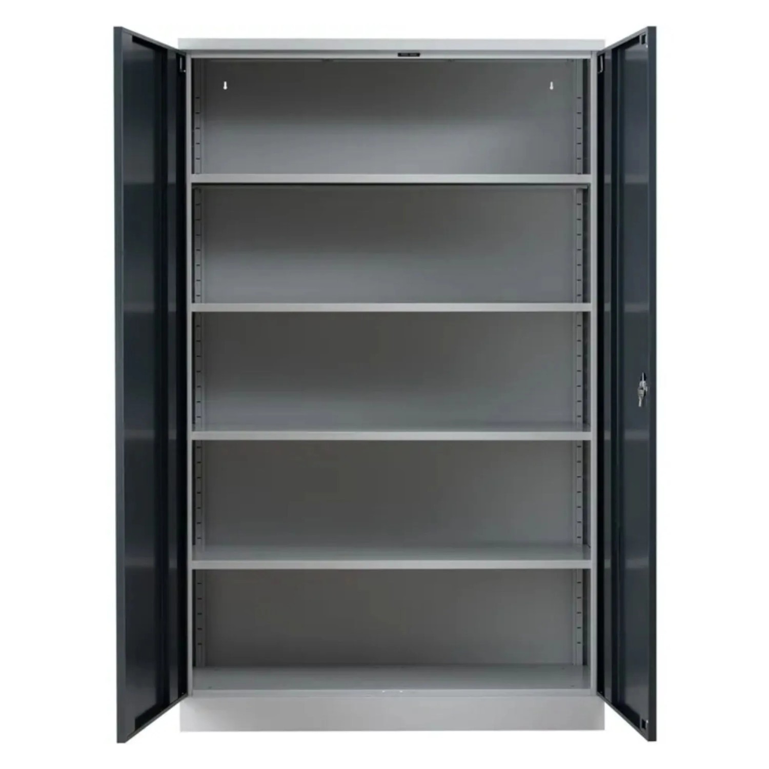 PROREGAL Stahlschrank Bee 9 Fachböden HxBxT 195 x 120 x 42 cm Pulverbeschichtetes Fachbodenmaterial Grau & Anthrazit