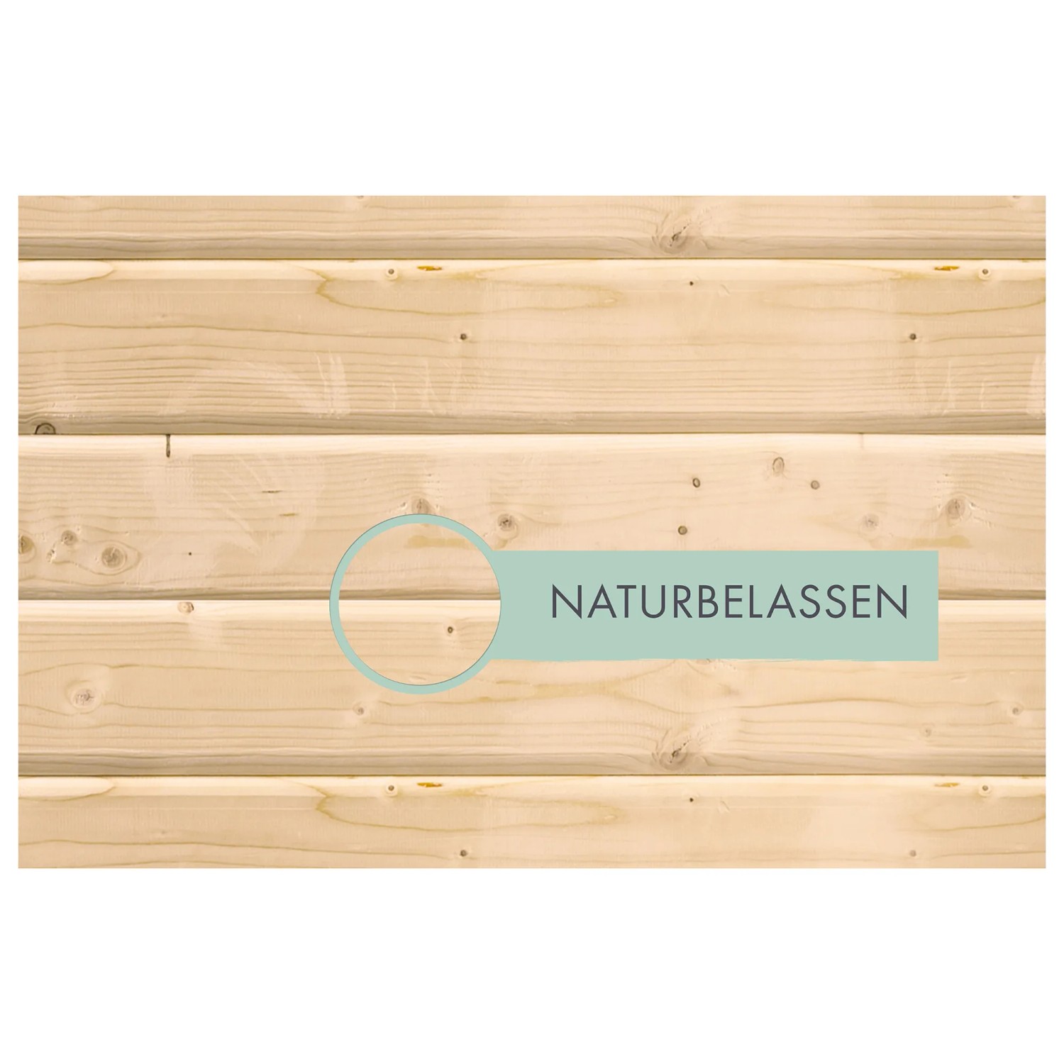 Detailaufnahme der naturbelassenen Holzfassade des Karibu Gartenhauses Tessin 2.