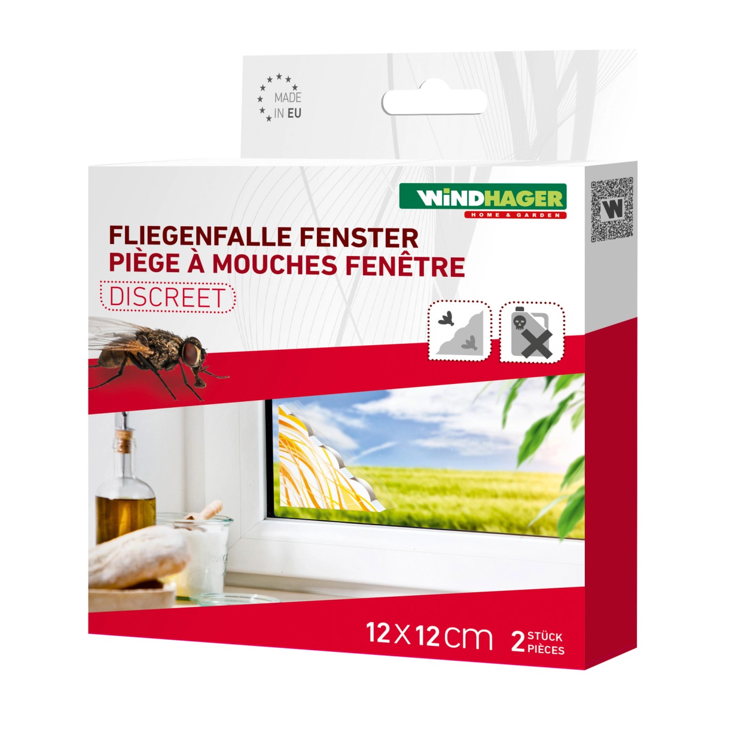 Windhager Fenster-Fliegenfalle (2 Stk.): Dezente Leimfalle zur Insektenbekämpfung am Fenster.