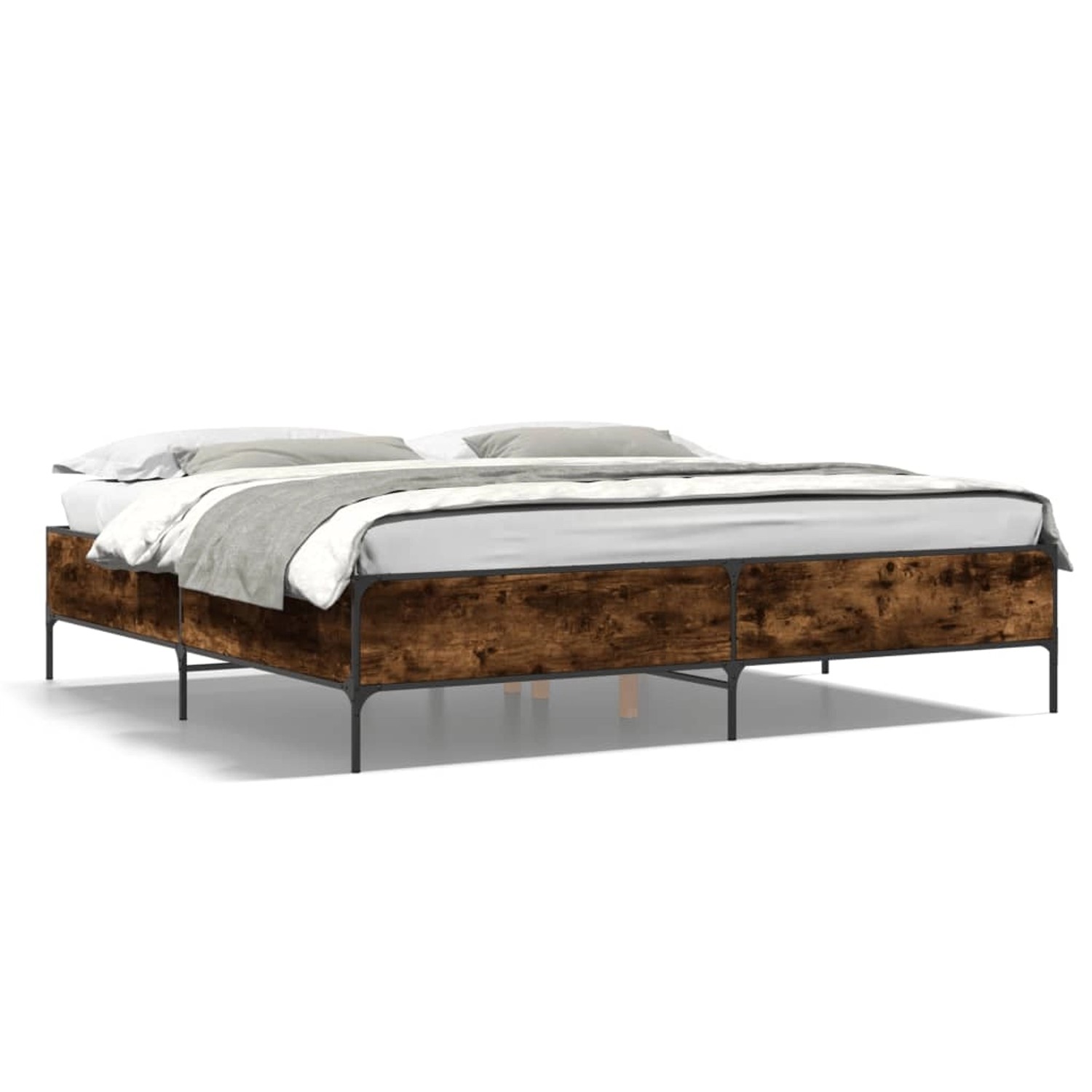 vidaXL Bettgestell Räuchereiche 180x200 cm Holzwerkstoff und Metall 3279784 günstig online kaufen