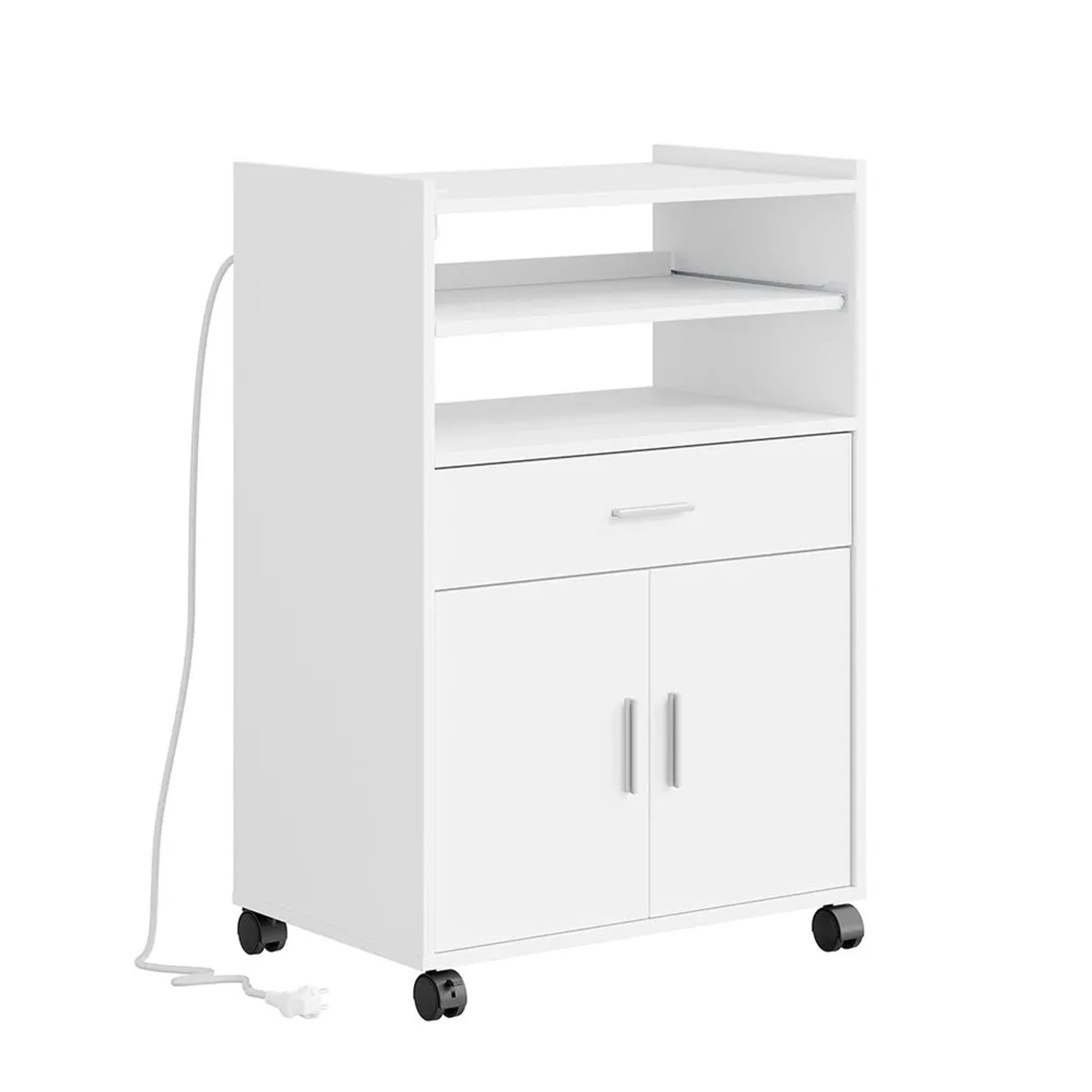 SoBuy Küchenwagen mit USB-Steckdose Weiß 61,5×40×92 cm FSB09-E-W
