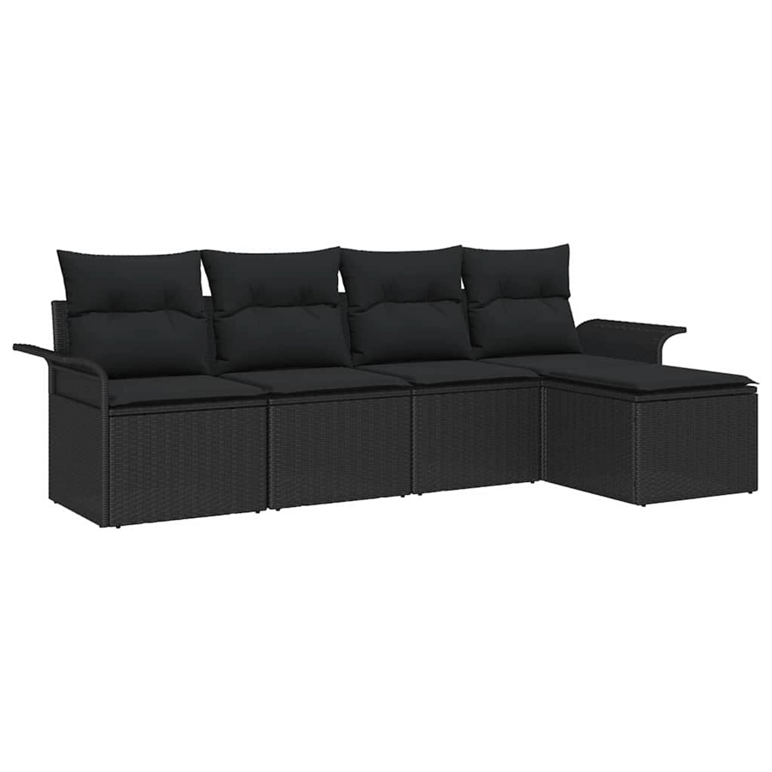vidaXL Garten-Sofa-Set mit Kissen 5-Tlg Schwarz Poly Rattan 3345323 günstig online kaufen