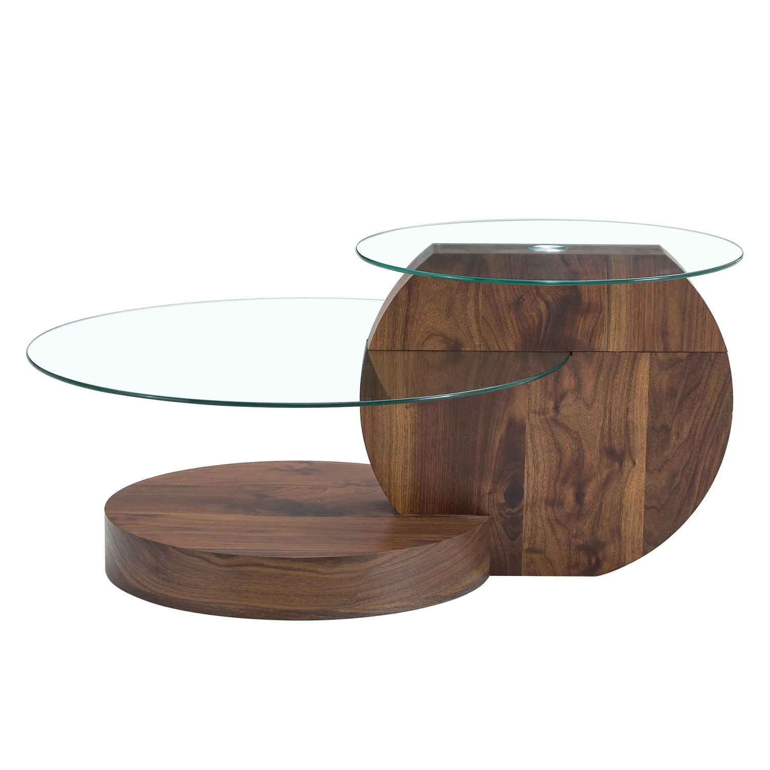 okwish Couchtisch mit Glasplatte und Zwei Ebenen für Wohnzimmer 90x70x44 cm Braun
