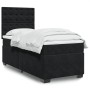 Schwarzes Boxspringbett mit Matratze (80x200 cm) und Samtbezug.