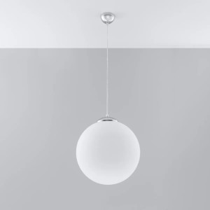 Sollux Lighting Hängeleuchte Ugo 40, weiße Kugel mit Chrom-Details.