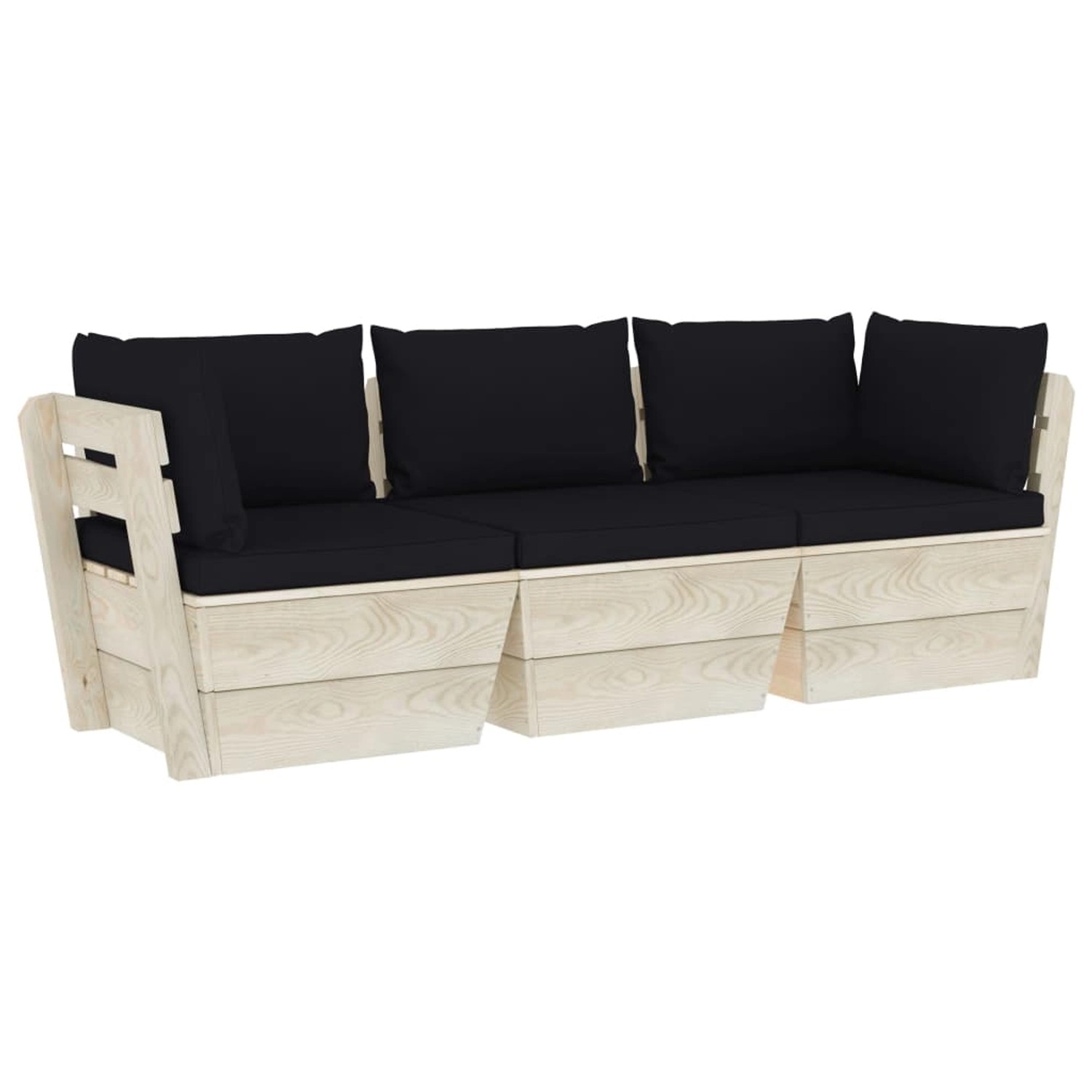 vidaXL Garten-Palettensofa 3-Sitzer mit Kissen Fichtenholz Modell 8