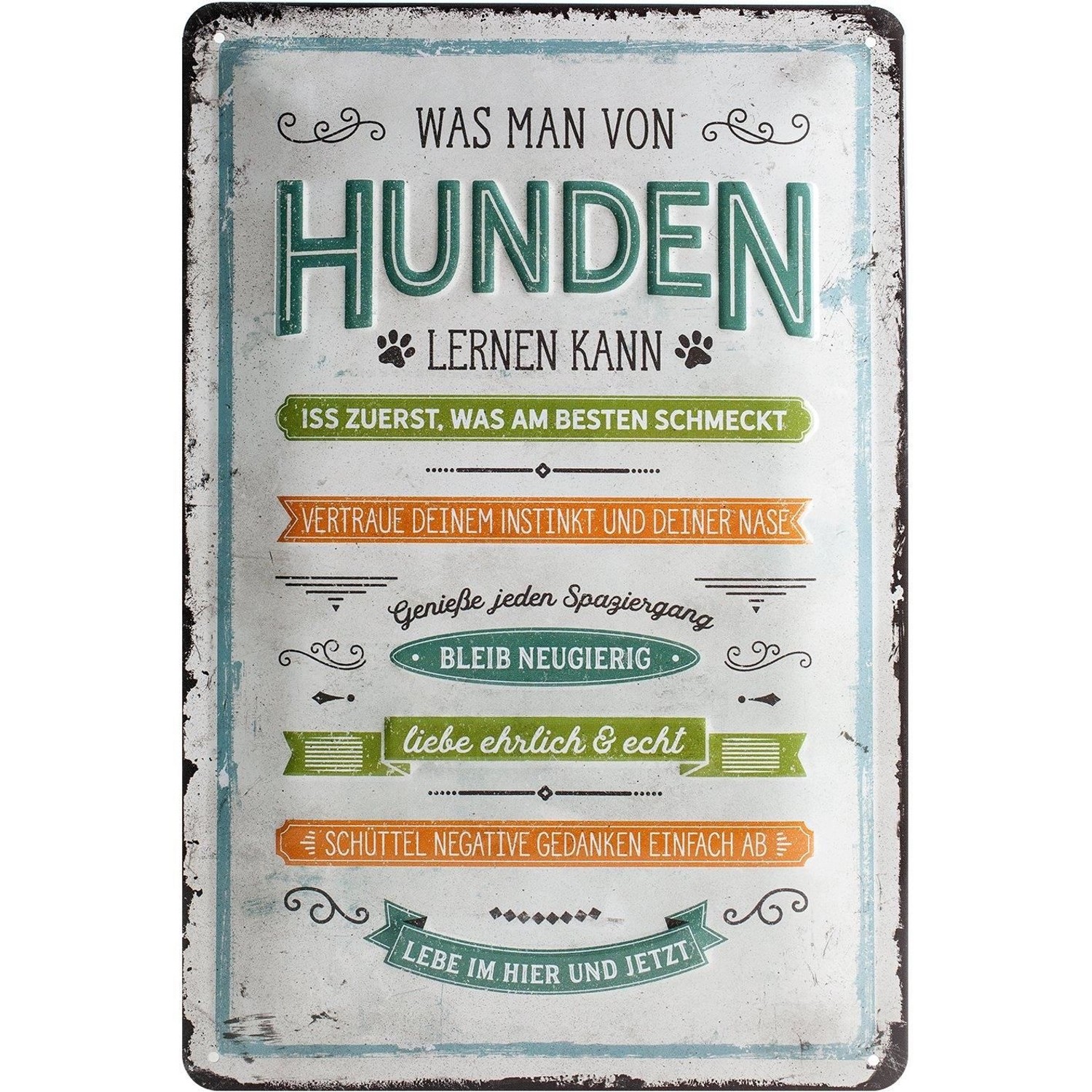 Nostalgic-Art Blechschild 20 x 30cm - PfotenSchild - Was man von Hunden ler günstig online kaufen