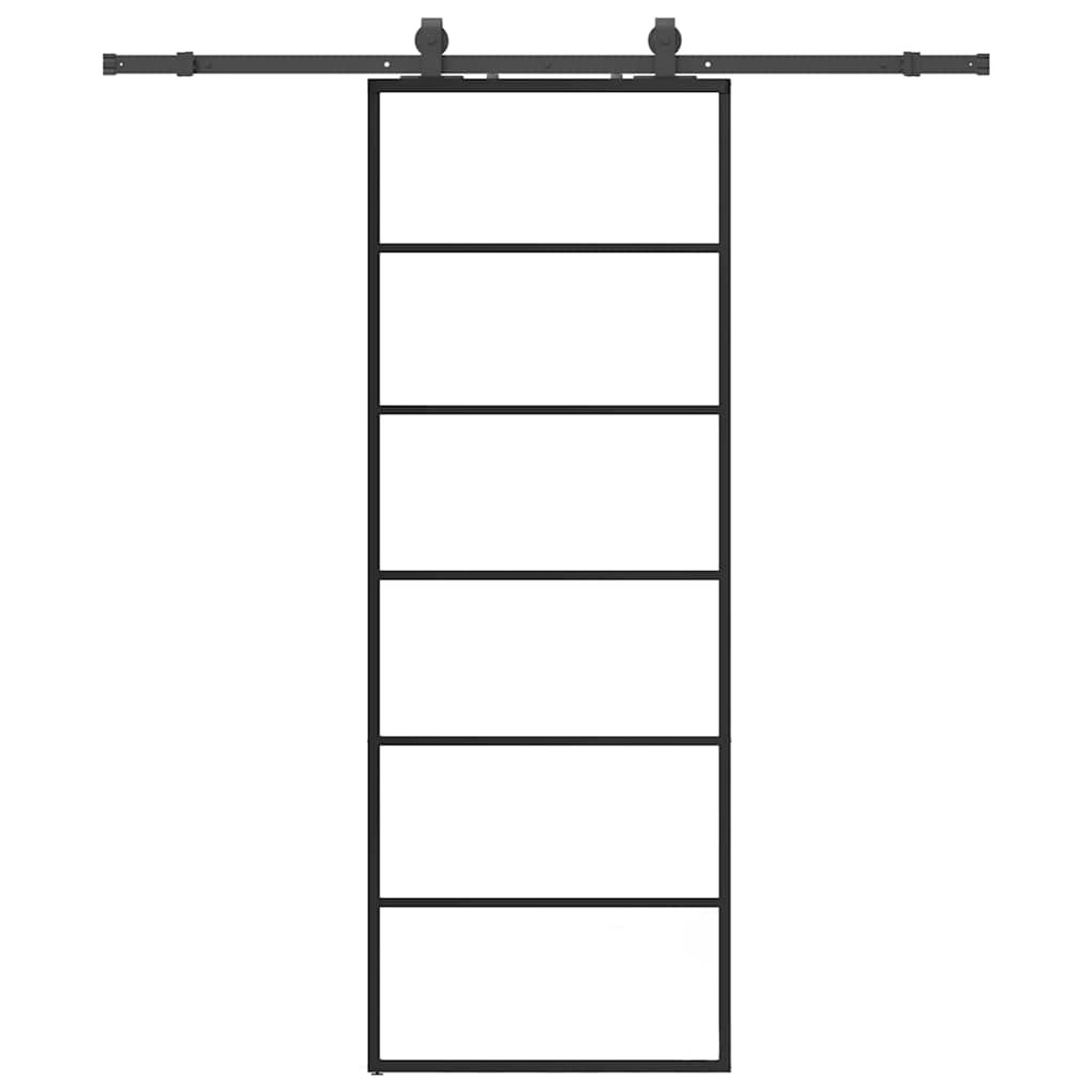 vidaXL Schiebetür mit Beschlag Schwarz 76x205 cm ESG-Glas 3375787 günstig online kaufen