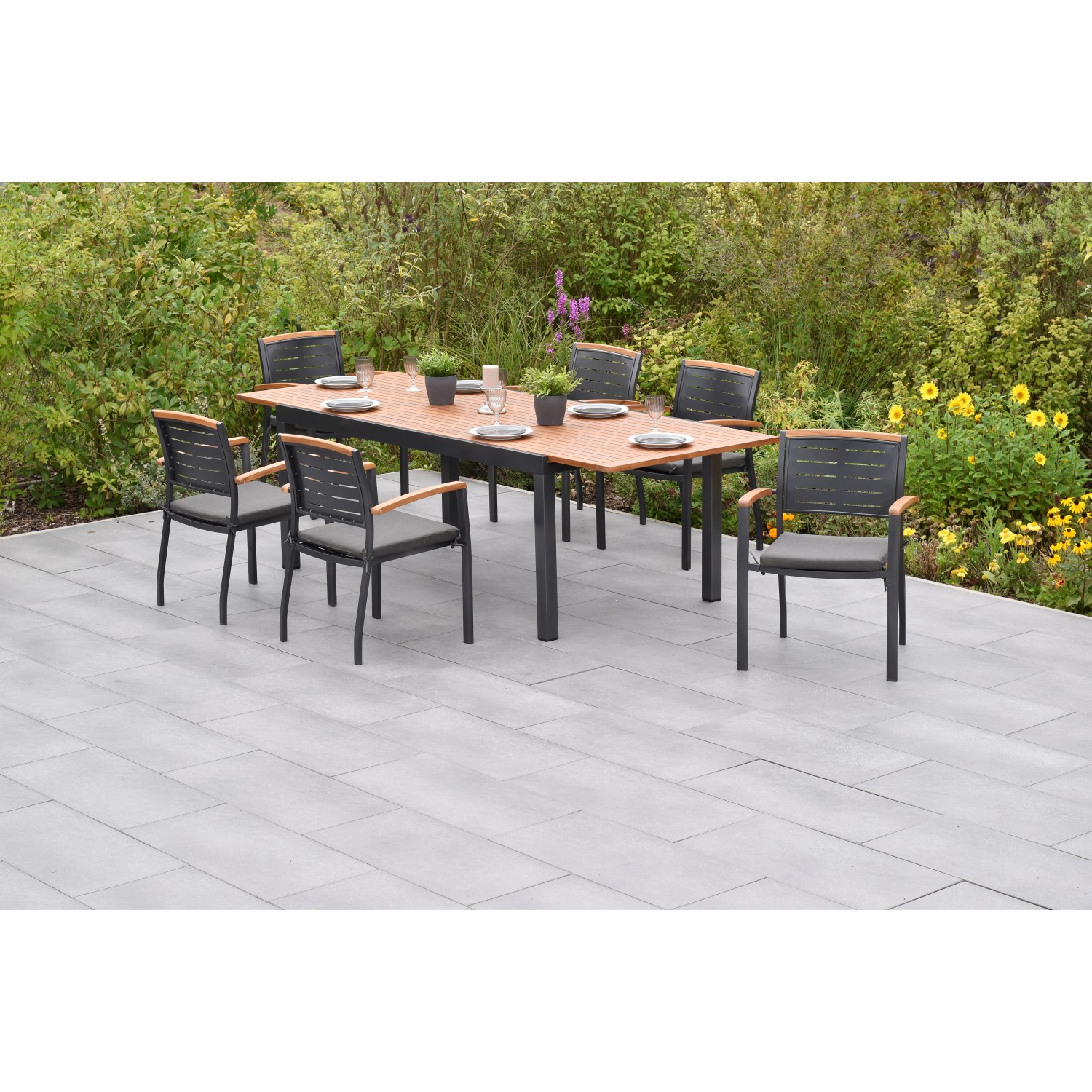 Merxx Tinos Set 13-tlg. mit Gartentisch Ausziehbar 180/250 x 100 cm inkl. K günstig online kaufen