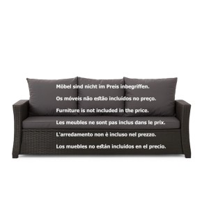 Anthrazitfarbenes Gartenkissen-Set für 3-Sitzer Polyrattan-Gartensofa.