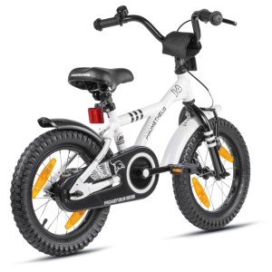 PROMETHEUS BIKES Kinderfahrrad 14 Zoll ab 4 Jahre mit Stützrädern und Rücktrittbremse Weiß