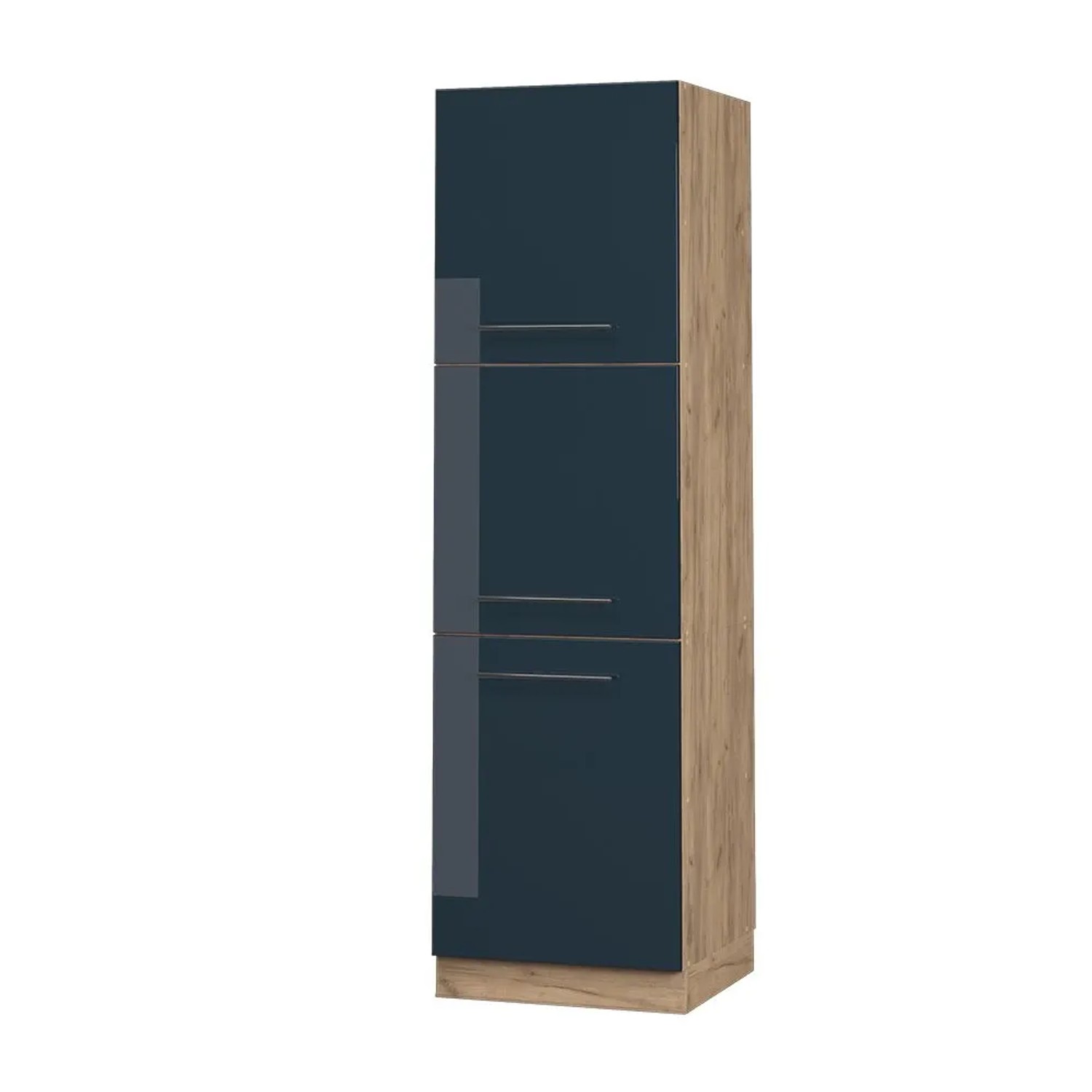 Vicco Vorratsschrank Fame-Line Dunkelblau Hochglanz/Goldkraft Eiche 60 x 207