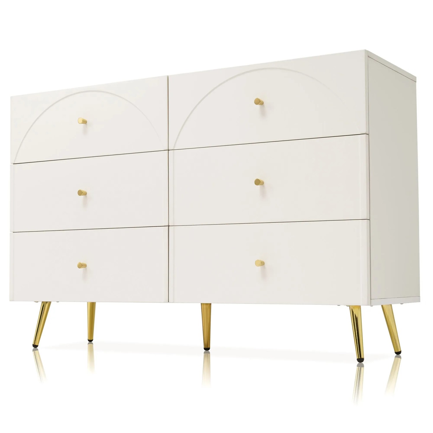 okwish Kommode mit Schubladen Sideboard Schlafzimmer Wohnzimmer 85x120x40cm Cremeweiß