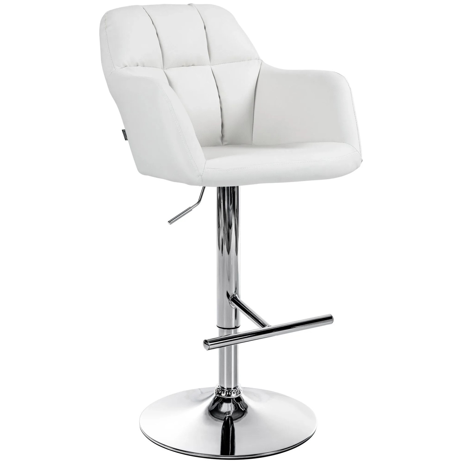 DELUKE Barhocker TUBEL Kunstleder Weiß 57x59x97cm Silber Barstuhl Höhenverstellbar Mit Lehne Drehbar Tresenhocker Tresenstuhl