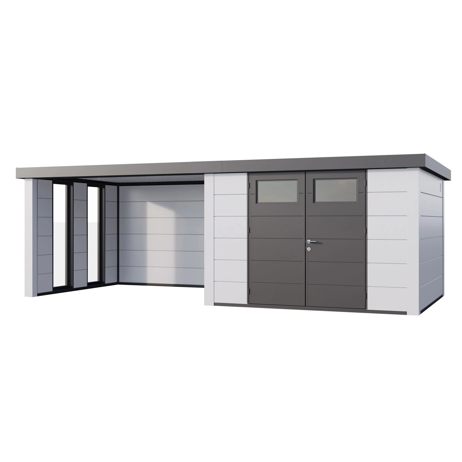 Gerätehaus Classico 3330 Lounge L Links Fenster u. Weiße Ecken 672 x 298 cm günstig online kaufen