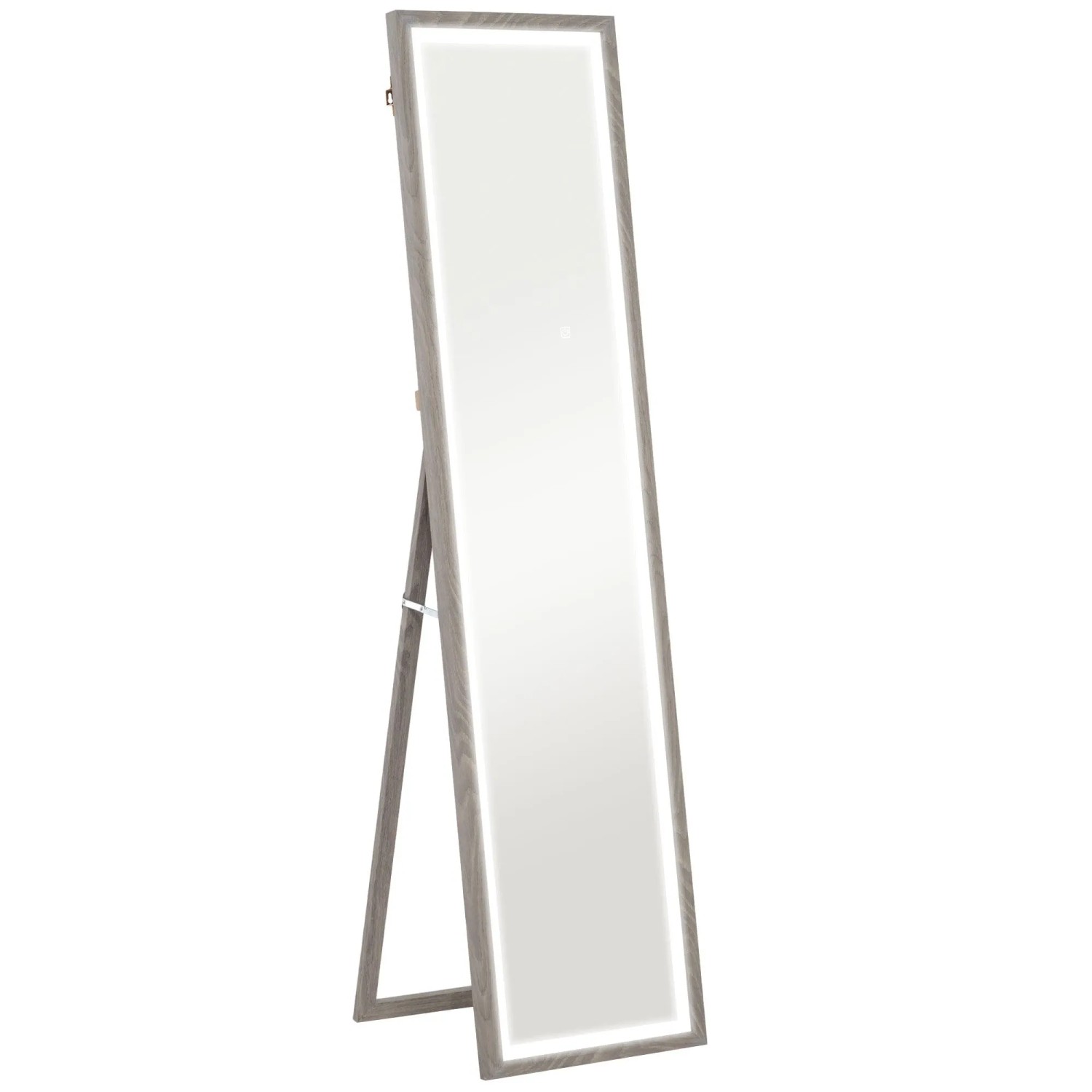 HOMCOM Ganzkörperspiegel Hartglas MDF 40L x 5B x 160H cm Grau