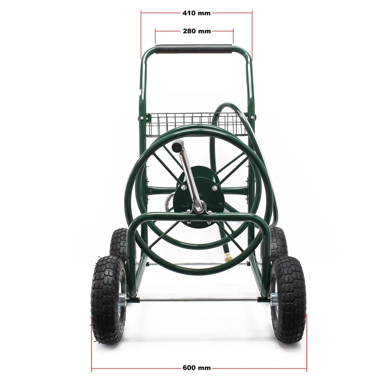 Wiltec Schlauchwagen 16Mm Gartenschlauch 76M Anschluss 19Mm 4 Räder Aufroller_5