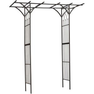 Schwarzer Metallrosenbogen in gerader Form für den Garten.
