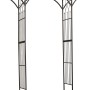 Schwarzer Metallrosenbogen in gerader Form für den Garten.