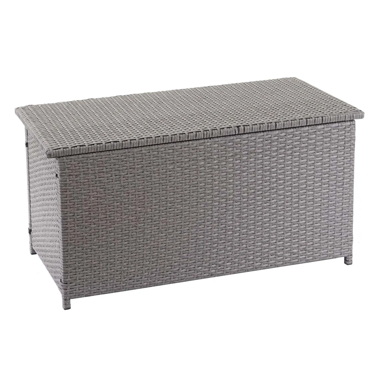 Graue MCW Poly-Rattan Kissenbox, 250l, ideal zur Aufbewahrung im Garten.