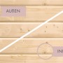 Detailaufnahme der Wandbohlen (innen/außen) der Woodfeeling Sauna Sandra.