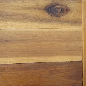 Detailaufnahme: Braunes Akazienholz des PROREGAL Pflanzkastenregals, ideal für Hochbeete und Blumenkästen.