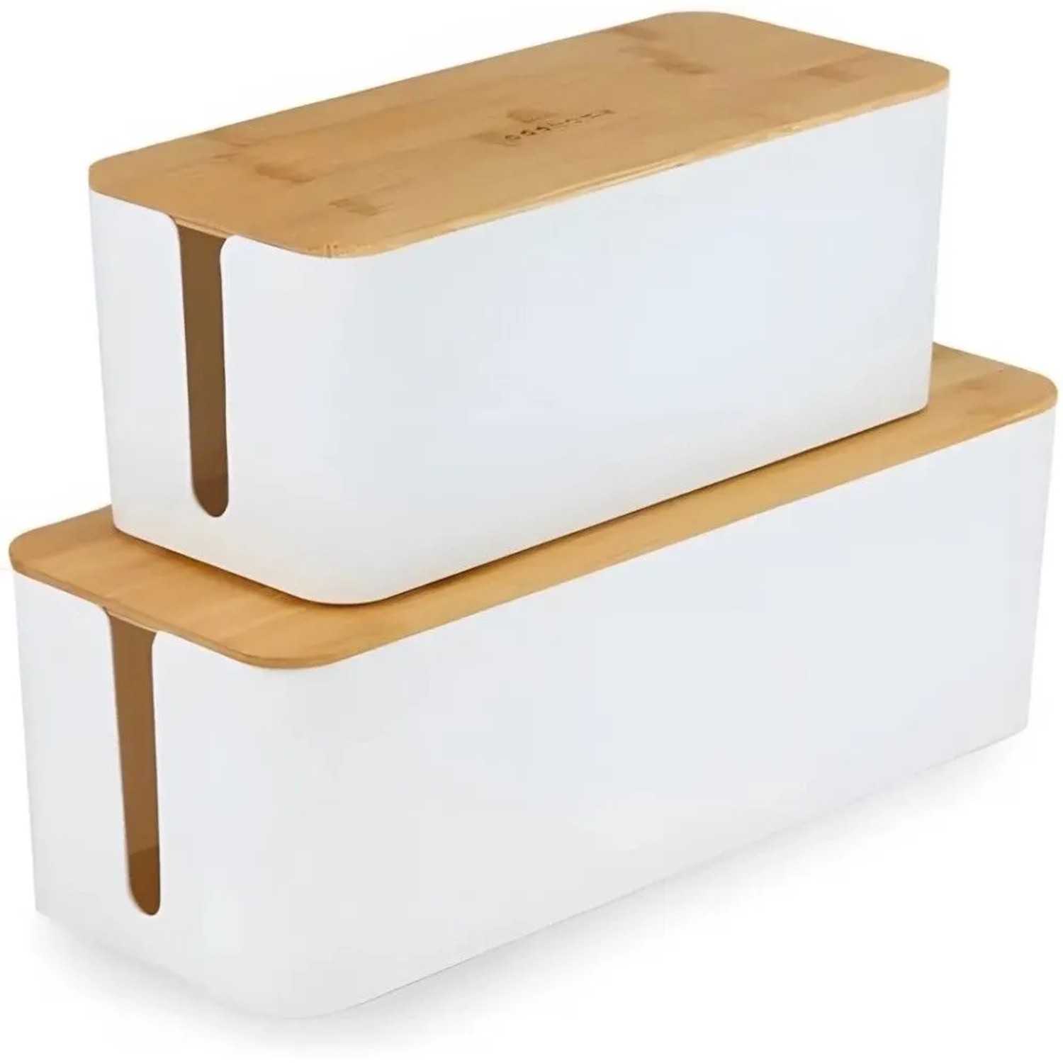 addhome 2er Kabelbox Set Weiß & Bambus Boxen in 40 5x15 5cm & 32x13 5cm inkl. kaufen bei OBI
