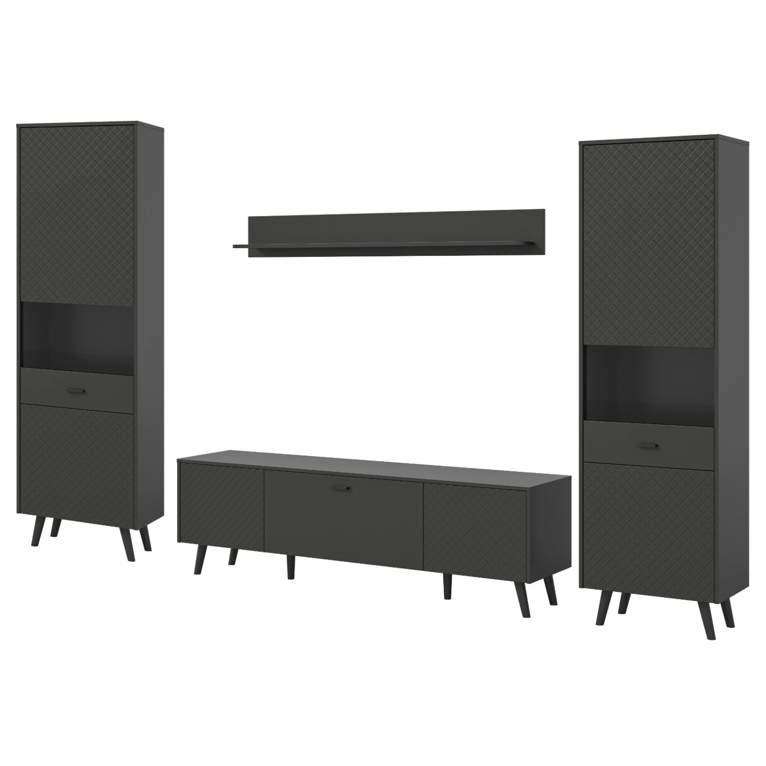Inn.Furn Wohnwand in Grau Matt 331 cm Madea günstig online kaufen