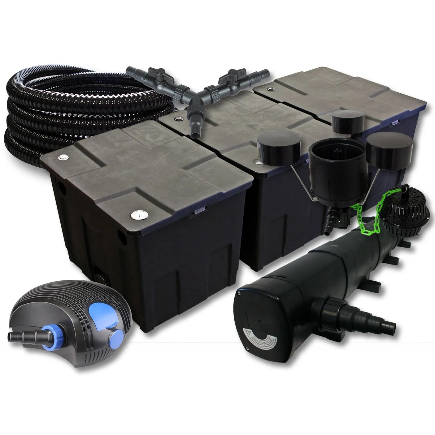 Sunsun Filter Set 90000L Teich 72W Klärer100W Eco Pumpe 25M Schlauch Skimmer