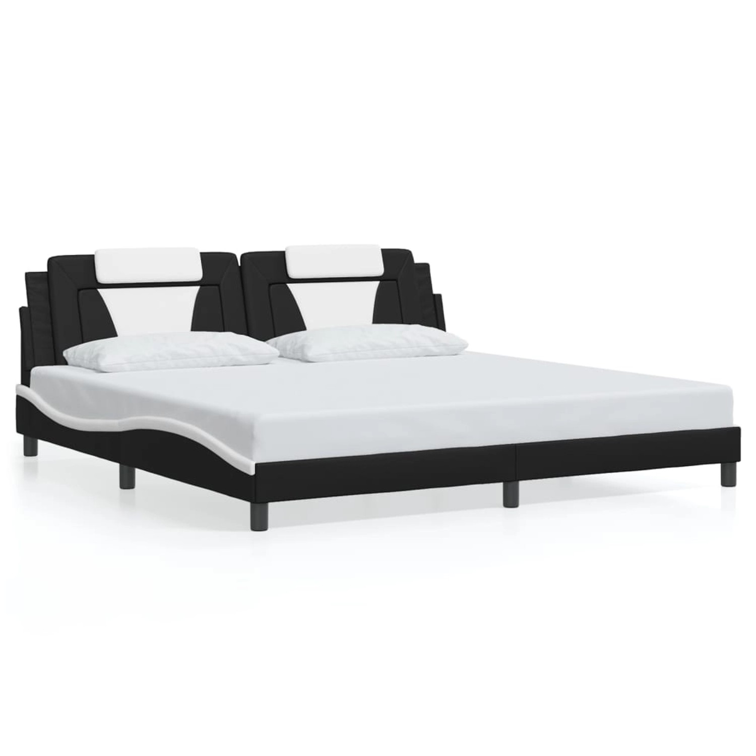 vidaXL Bettgestell Viana ohne Matratze Schwarz und Weiß 200x200 cm Kunstled günstig online kaufen