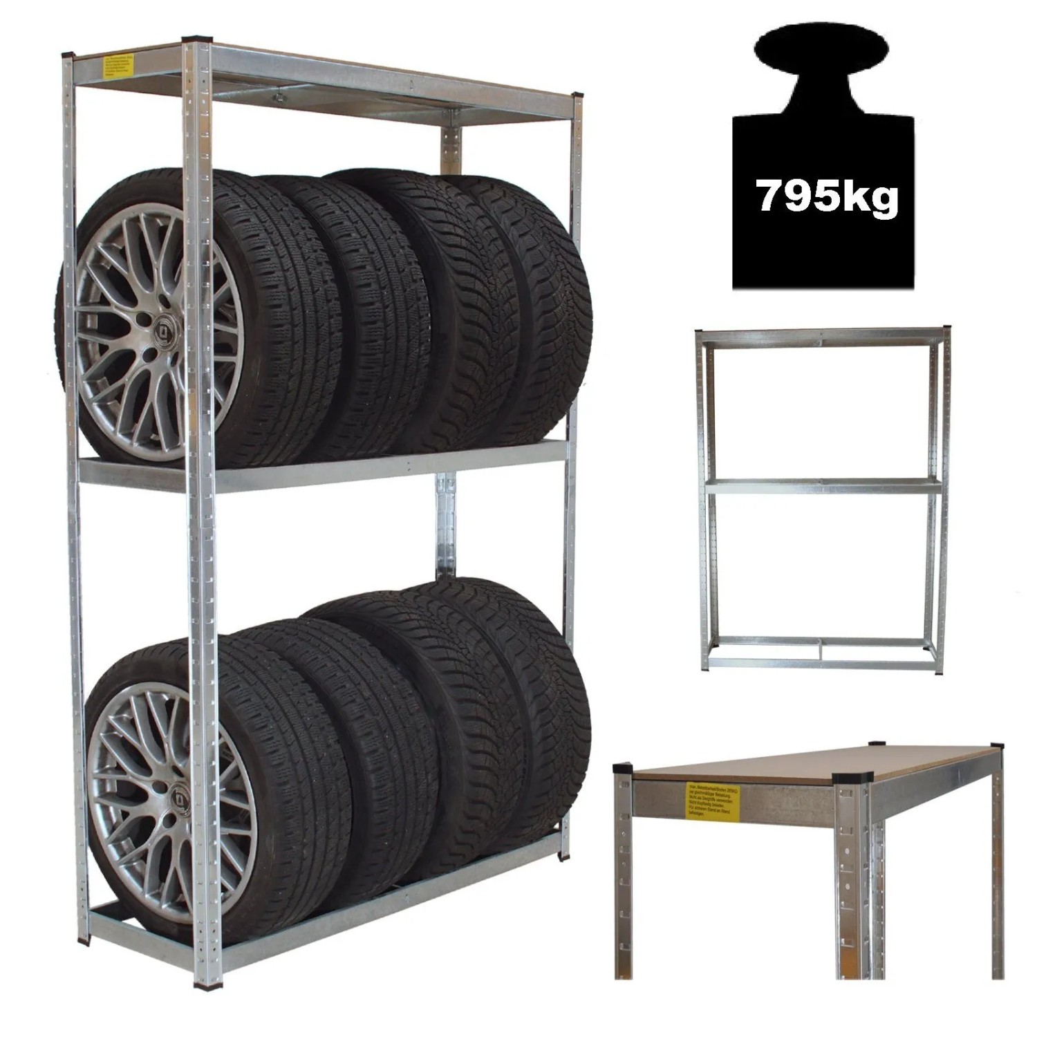 TRUTZHOLM Reifenregal Für 8 Räder 180x120x40 cm 795 kg