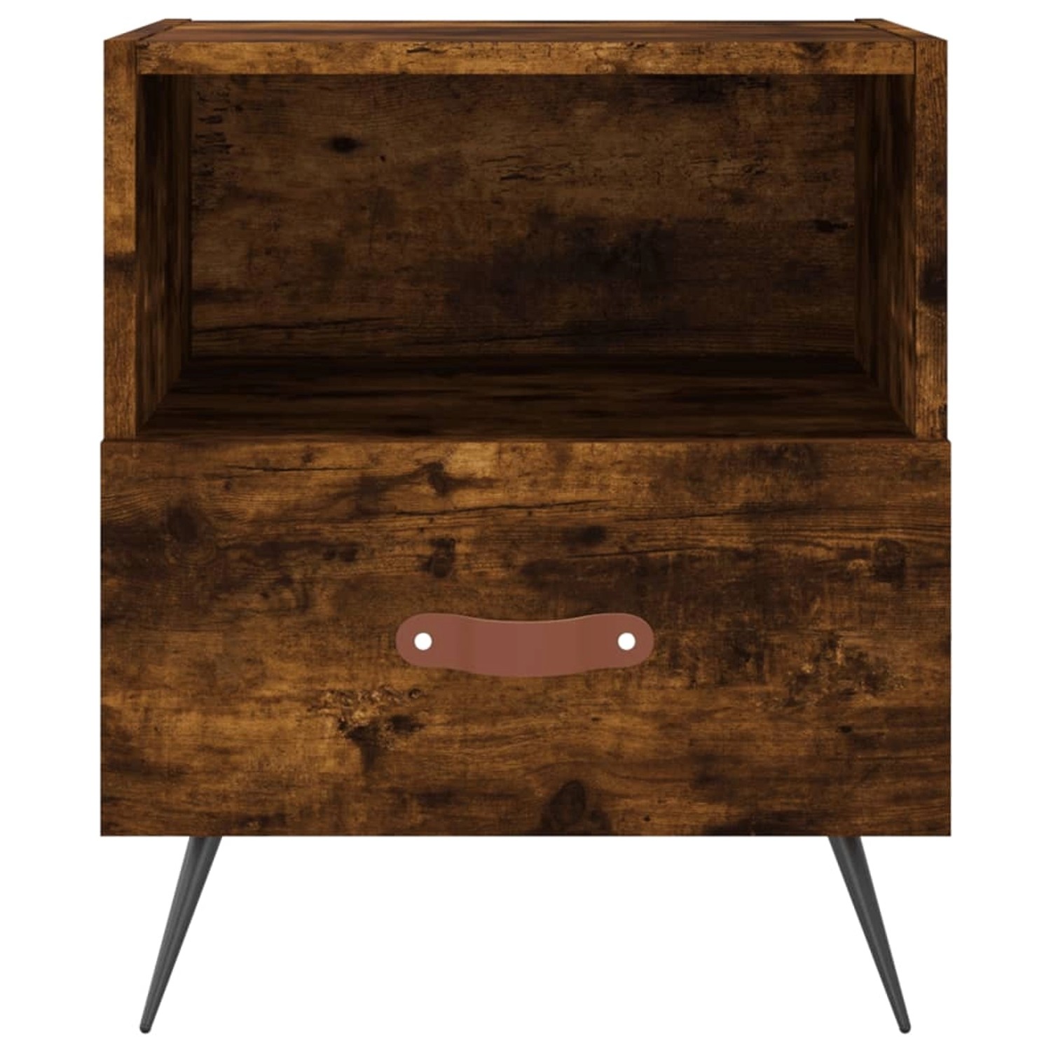 vidaXL Nachttisch Räuchereiche mit Schublade und Fach, Holzwerkstoff, 40x35x47,5 cm.