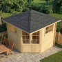 Unbehandeltes 5-Eck Gartenhaus Sunny-B mit Spitzdach, 230x224 cm, mit Fenstern und Tür.