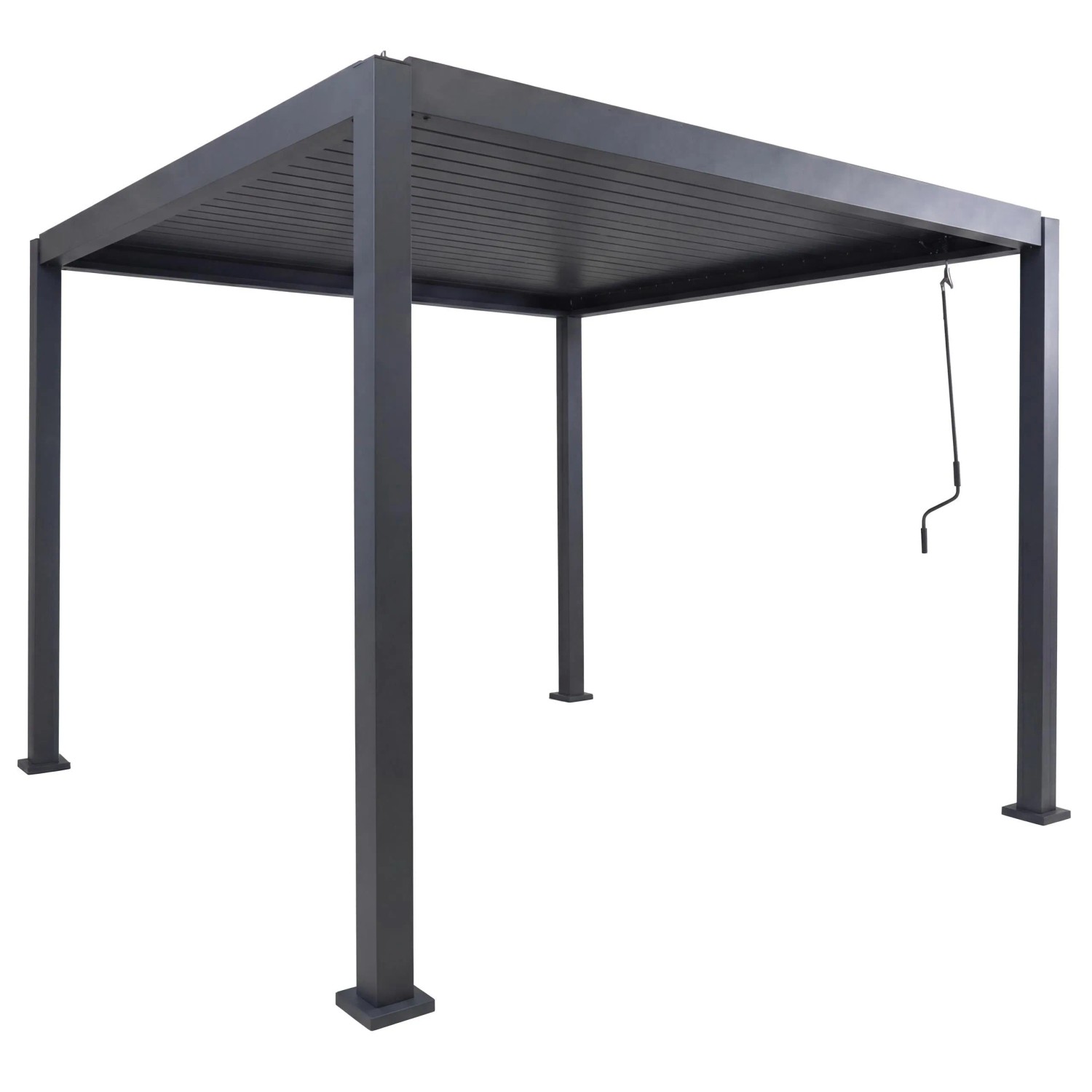 MCW Pergola P65 Lamellen-Pavillon 10cm-Aluminium-Gestell 3x3m Anthrazit