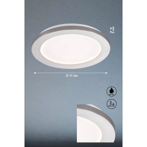 Runde, dimmbare LED-Deckenleuchte Gotland, Chrom/Weiß, Ø 17cm, geeignet für Bad und Wohnraum.