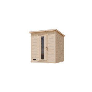 Chillroi 38 mm Saunahaus Melo 2 Naturbelassen mit Ofen 9kW mit Steuerung