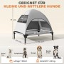 PawHut erhöhtes Hundebett mit Dach, hellgrau, 76x61x71cm. Atmungsaktiv, für kleine & mittlere Hunde bis 20kg.