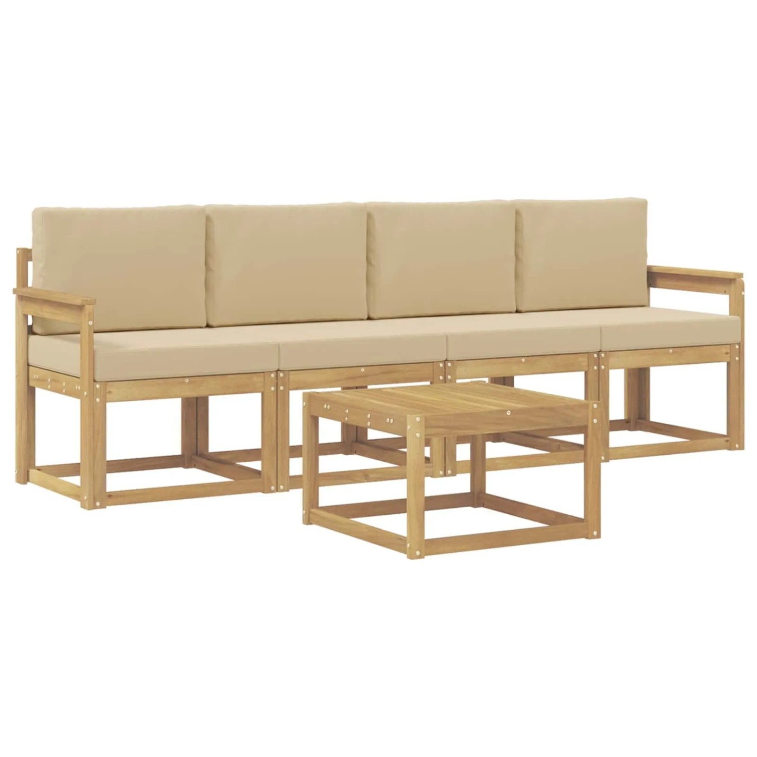 vidaXL Outdoor-Sofagarnitur mit Kissen 5 Stk Weiß und Beige 3387202