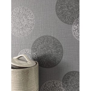 Newroom Vliestapete Raina Silber Kreise Retro Strukturiert FSC®