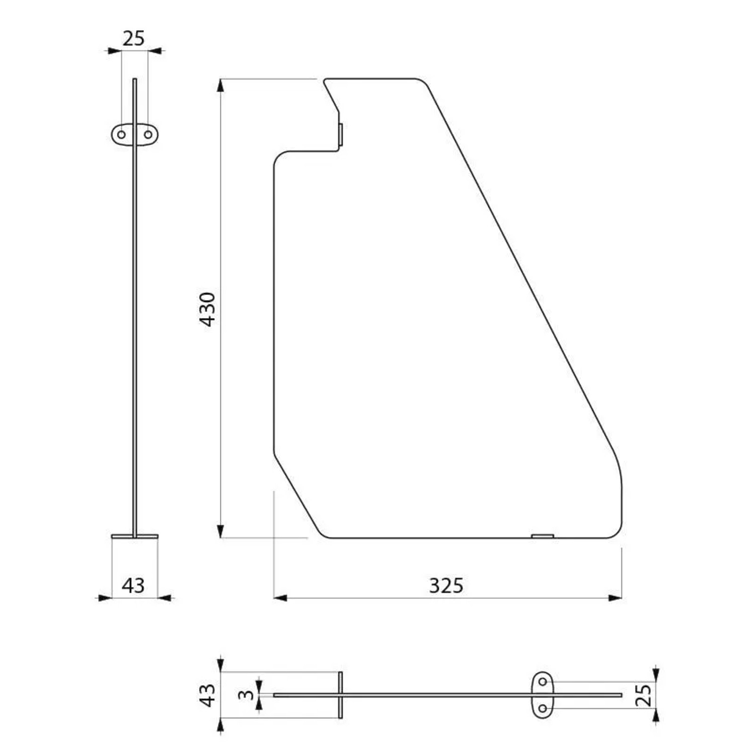 Delabie Schamwand für wandhängende Urinalrinne Edelstahl 1.4301 satiniert