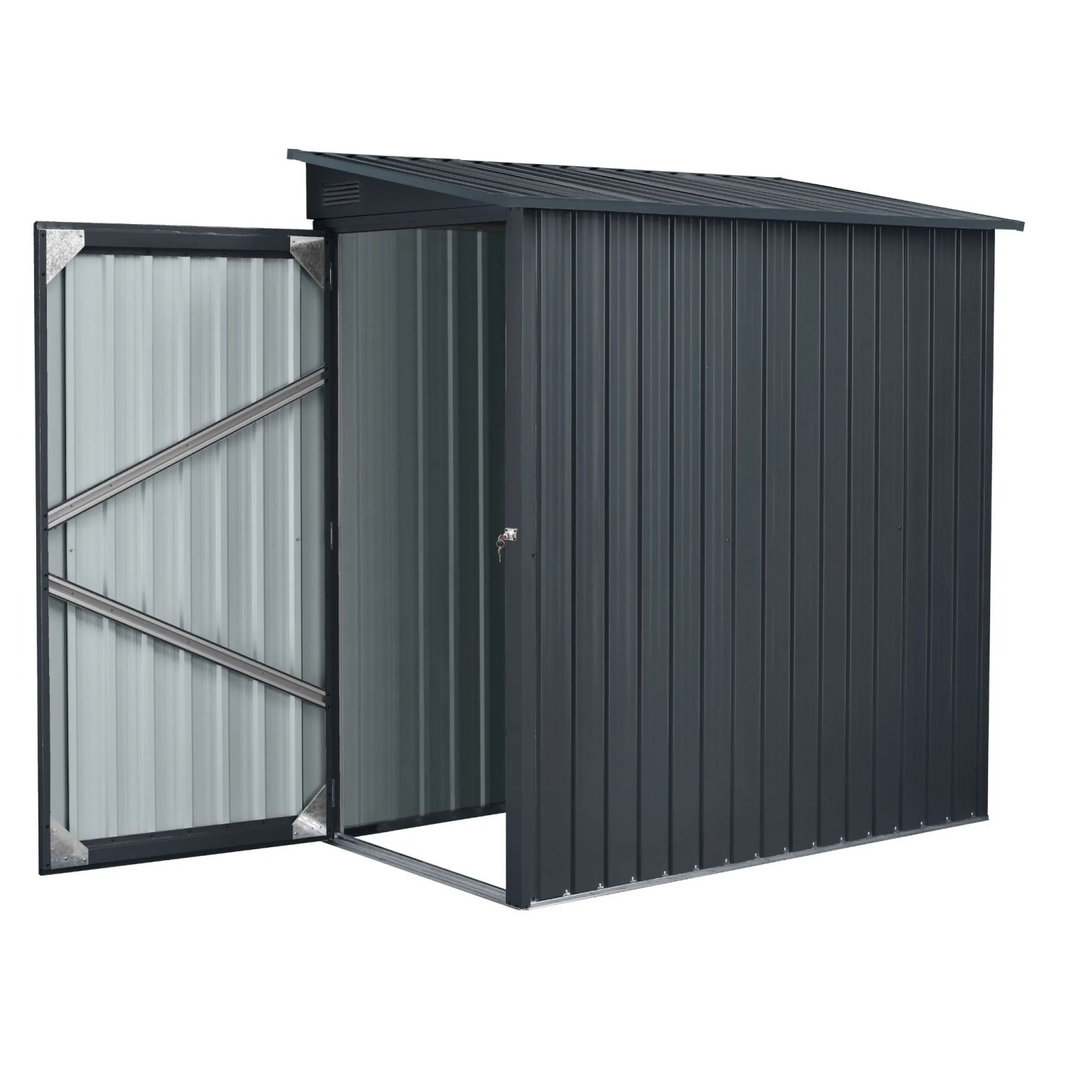 osoltus Metall Gerätehaus Fahrradgarage Geräteschuppen 1,7m² 185 x 103 cm Anthr.