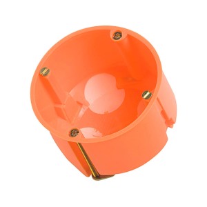 Orangefarbene Hohlwanddose 47 mm mit Membran für Schalter und Steckdosen.