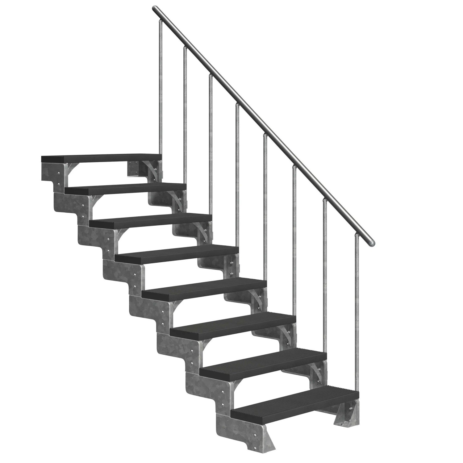 Dolle Außentreppe Gardentop 8 Trimax-Stufen 100 cm Anthrazit + Alu-Geländer günstig online kaufen
