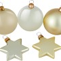 Goldenes Weihnachtskugel-Set mit Sternen, 50-teilig, verschiedene Oberflächen.